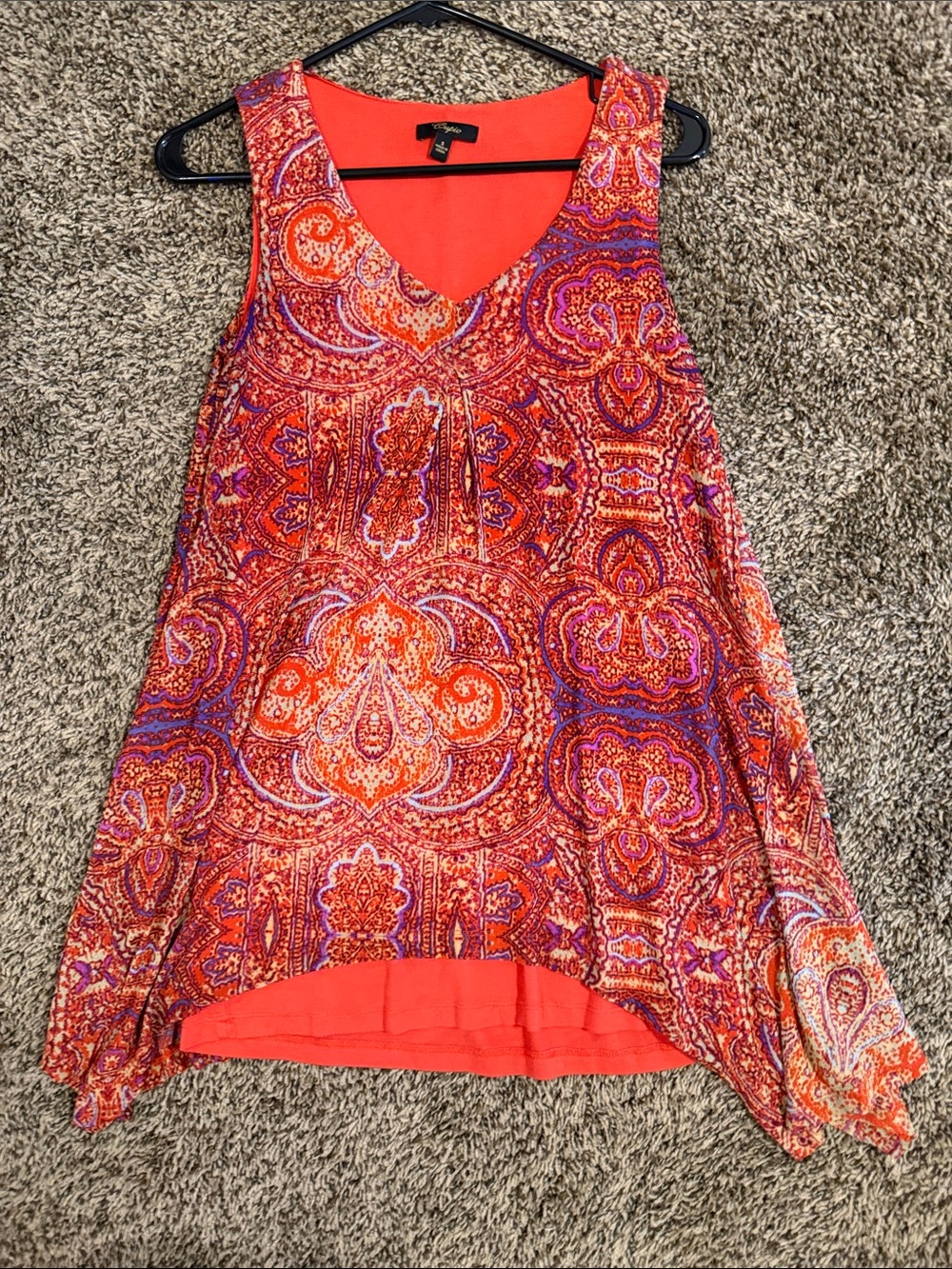 Cupio Red Paisley Swing Tank Top with Purple Accents